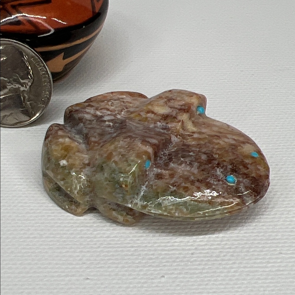 Brown and Tan Stone Frog figurine.
